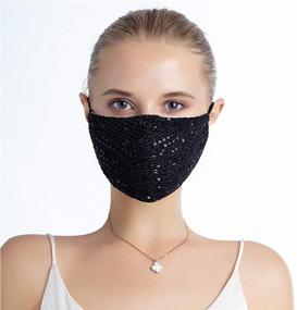 img 2 attached to Set of 4 Glitter Bling Bling Face Masks for Women - Sequin Fashion Fancy Sparkle Wedding Cute Face Masks