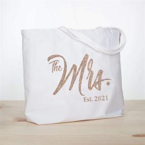 img 2 attached to 🛍️ ElegantPark 2021 Mrs. Personalized Bride Tote Bag | Wedding Bachelorette Bridal Shower Gifts | Large Shoulder Bag in White with Champagne Glitter | Future Bride Gift