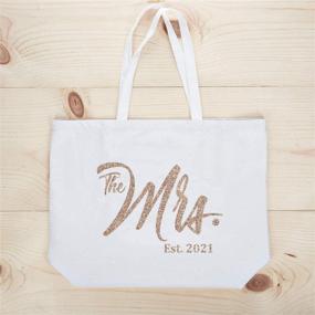 img 3 attached to 🛍️ ElegantPark 2021 Mrs. Personalized Bride Tote Bag | Wedding Bachelorette Bridal Shower Gifts | Large Shoulder Bag in White with Champagne Glitter | Future Bride Gift