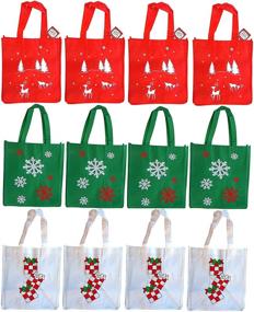 img 4 attached to 👜 Pack of 12 Non-Woven Fabric Bags, Reusable, 12"x13"x8.25", with 3 Unique Designs