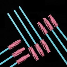 img 2 attached to 🖌️ 300 Pack Blue/Pink Disposable Mascara Wands Eye Lash Brushes - Eyelash Extension Tool Makeup Brush Kit