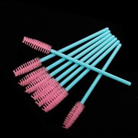 img 1 attached to 🖌️ 300 Pack Blue/Pink Disposable Mascara Wands Eye Lash Brushes - Eyelash Extension Tool Makeup Brush Kit