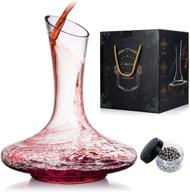 boporea wine decanter and aerator set - 100% hand blown lead-free crystal glass, with cleaning beads - premium wine carafe for enhanced aeration - luxury wine gift with exquisite packaging - wine accessories (1200ml) logo