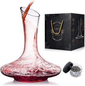 img 4 attached to BOPOREA Wine Decanter and Aerator Set - 100% Hand Blown Lead-free Crystal Glass, with Cleaning Beads - Premium Wine Carafe for Enhanced Aeration - Luxury Wine Gift with Exquisite Packaging - Wine Accessories (1200ML)