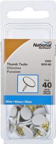 img 1 attached to 📌 National Hardware N259-663 V2501 Thumb Tacks in White, 40 pack: Reliable and Stylish Fixtures for Home and Office