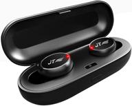 🎧 ipx6 waterproof true wireless earbuds with charging case - tws bluetooth headphones for sports, 16hr playtime, stereo sound & hd deep bass, built-in mic - black jyzz logo