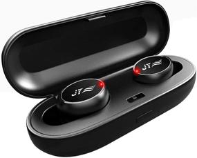 img 4 attached to 🎧 IPX6 Waterproof True Wireless Earbuds with Charging Case - TWS Bluetooth Headphones for Sports, 16Hr Playtime, Stereo Sound & HD Deep Bass, Built-in Mic - Black JYZZ