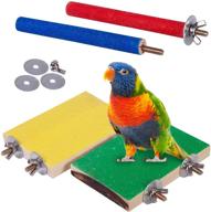 🐦 petsvv 4 pcs bird perch stand toy, wooden parrot perch stand platform for paw grinding, cage accessories for exercise, suitable for budgies, parakeets, cockatiels, conures, hamsters, gerbils, rats, and mice logo