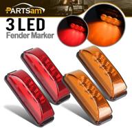 🚛 partsam 3.9 inch 3 led truck trailer lights - waterproof sealed surface mount led marker lights with reflectors (2 amber + 2 red) logo