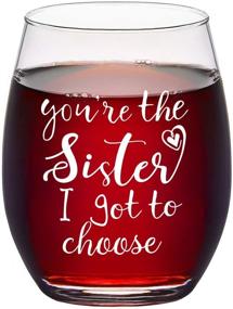 img 4 attached to 🍷 You’re the Sister I Chose Stemless Wine Glass, Gifts for Women - Sister, Best Friend, Soul Sister, Like Sisters. Unique Wine Glass Gift for Birthday, Christmas. 15 Oz.