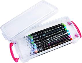 img 2 attached to 🖍️ SKPPC Set of 3 Stackable Clear Plastic Pencil Boxes - Large Capacity Storage Organizers for Painting Pencils, Brushes, Watercolor Pens, Drawing Tools, and Office Supplies (3 Color Options)