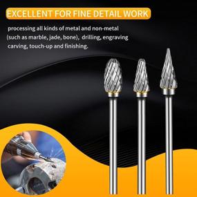 img 3 attached to 🔧 Premium 10-Piece Tungsten Carbide Rotary Burr Set for DIY Carving, Polishing, Engraving, and Drilling – Double Cut Carving Burr Bits with 1/8" Shank and 1/4" Grinding Head