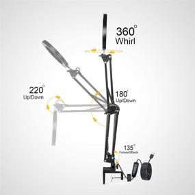 img 3 attached to 🔍 Efficient 5X Magnifying Lamp: Big Clamp, 3 Adjustable LED Light & 10 Brightness Levels - Ideal for Reading, Office, Hobbies & Crafts - Clip on Light Reading Table Lamp (20 INCH)