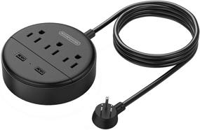 img 4 attached to 🔌 NTONPOWER 10 ft Extension Cord Power Strip with USB, Travel Power Strip Flat Plug, 3 Outlets 2 USB, Compact Size Wall Mount Charging Station for Home Office, Dorm Essentials, ETL Listed