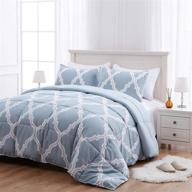 semech queen down comforter set, blue full size (88×92 inch), down alternative bedding set with 2 pillow shams, arona flower fairy design logo