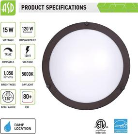 img 3 attached to 💡 ASD 12 Inch LED Flush Mount Ceiling Light: Dimmable, Energy Efficient Fixture for Kitchen, Hallway, Laundry - Oil Rubbed Bronze Finish, 5000K, 1050 Lm