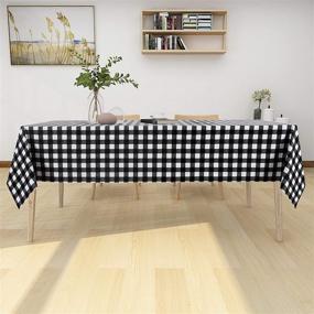 img 3 attached to Sancua Checkered Vinyl Rectangle Tablecloth - Waterproof & Oil Proof - Wipe Clean Table Cover for Dining, Buffet Parties, and Camping - Black and White - 54 x 78 Inch