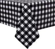 sancua checkered vinyl rectangle tablecloth - waterproof & oil proof - wipe clean table cover for dining, buffet parties, and camping - black and white - 54 x 78 inch logo