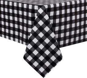 img 4 attached to Sancua Checkered Vinyl Rectangle Tablecloth - Waterproof & Oil Proof - Wipe Clean Table Cover for Dining, Buffet Parties, and Camping - Black and White - 54 x 78 Inch