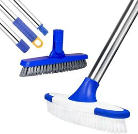 img 4 attached to Efficient ITTAR Scrub Brush Set with Long Handle: Powerful Stiff Bristles for 🧹 Floor, Tile, Deck, Patio, Garage, Kitchen, Bathroom & Tub Cleaning - 2 Pack Brush Head