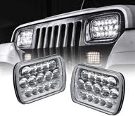 💡 powerful led headlights: 7x6 5x7 h6054 h5054 [45w] [h4 plug & play] [6/15 leds] - perfect for jeep wrangler yj cherokee xj logo