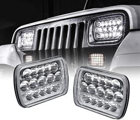 img 4 attached to 💡 Powerful LED Headlights: 7x6 5x7 H6054 H5054 [45W] [H4 Plug & Play] [6/15 LEDs] - Perfect for JEEP Wrangler YJ Cherokee XJ