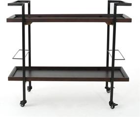 img 4 attached to 🍷 Gerard Industrial Bar Cart with Rich Dark Walnut Finish
