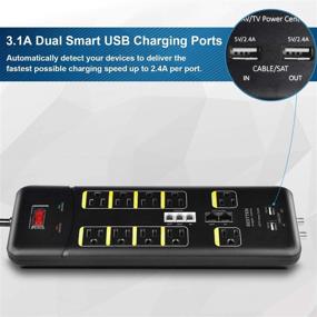 img 2 attached to 🔌 Bestten 3800-Joule Surge Protector: All-in-One Power Strip with USB Charging Ports, Phone/Ethernet/Coaxial Protection, and 9-Foot Extension Cord