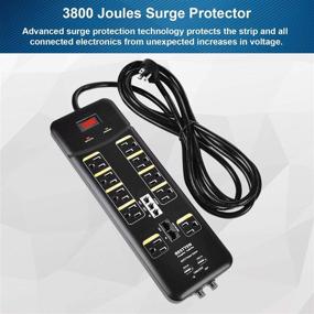 img 1 attached to 🔌 Bestten 3800-Joule Surge Protector: All-in-One Power Strip with USB Charging Ports, Phone/Ethernet/Coaxial Protection, and 9-Foot Extension Cord