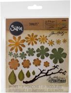 🌸 sizzix thinlits die set 661806: tim holtz tattered florals - 21 pack, multi color, one size logo