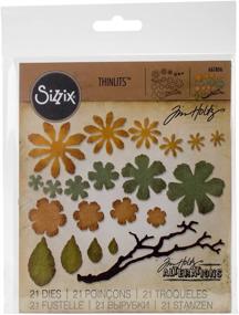 img 4 attached to 🌸 Sizzix Thinlits Die Set 661806: Tim Holtz Tattered Florals - 21 Pack, Multi Color, One Size