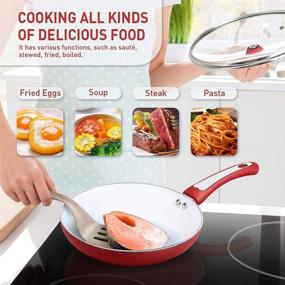 img 3 attached to SHINEURI 6-Piece Nonstick Cookware Set 🍳 with Ceramic Lids: Nonstick Pots, Pans, and Skillet