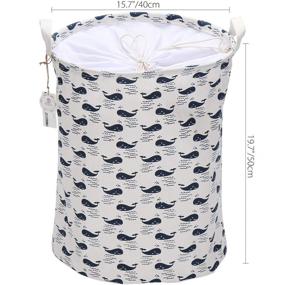 img 3 attached to Sea Team 19.7"x 15.7" Large Folding Waterproof Canvas Laundry Hamper with Drawstring Cover - Whale Design