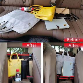 img 2 attached to 🚗 Fekey&JF Car Net Pocket Handbag Holder: Large Capacity Organizer for Purse Storage, Documents, and Phone - Barrier for Backseat Pet and Kids