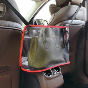 img 3 attached to 🚗 Fekey&JF Car Net Pocket Handbag Holder: Large Capacity Organizer for Purse Storage, Documents, and Phone - Barrier for Backseat Pet and Kids