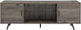 img 2 attached to 📺 Walker Edison Saxon Mid Century Modern 2 Door Glass Shelf TV Stand for TVs up to 80 Inches - 70 Inch, Grey
