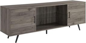 img 1 attached to 📺 Walker Edison Saxon Mid Century Modern 2 Door Glass Shelf TV Stand for TVs up to 80 Inches - 70 Inch, Grey