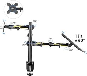 img 1 attached to 🖥️ Suptek Height Adjustable Full Motion Computer Monitor and Laptop Riser Desk Mount Stand - Fits 13-27 inch Screen and up to 17 inch Notebooks - VESA 75/100 - Supports 22lbs Each - MD6432TP004WY