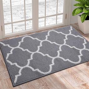 img 4 attached to 🚪 OLANLY Indoor Door Mat, 20x32, Non-Slip Absorbent Dirt-Resistant Entrance Rug, Machine-Washable Low-Profile Floor Mat for Entryway, Grey Trellis Design
