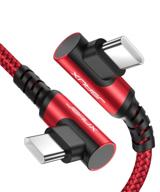 🔌 jsaux 6.6ft usb c to usb c cable right angle (2-pack) - быстрая зарядка для galaxy s20+/note 20 ultra/note 10+, pixel 3/3a/4xl, ipad pro 2018/2020 - красный логотип