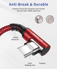 img 1 attached to 🔌 JSAUX 6.6FT USB C to USB C Cable Right Angle (2-Pack) - Быстрая зарядка для Galaxy S20+/Note 20 Ultra/Note 10+, Pixel 3/3a/4XL, iPad Pro 2018/2020 - Красный