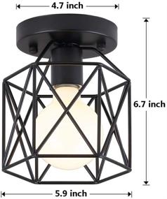 img 1 attached to 🔲 Black Industrial Flush Mount Ceiling Light Fixture for Hallway, Stairway, Bedroom, Kitchen - KOONTING Retro Vintage Mini Painting Metal Pendant Light