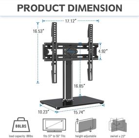 img 1 attached to 📺 Universal Swivel TV Stand, Height Adjustable TV Table Stand for 27-55 inch TVs with Tempered Glass Base, Holds Up to 88lbs, Max VESA 400x400mm (Model: MU0036)