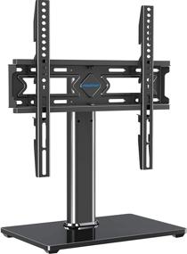 img 4 attached to 📺 Universal Swivel TV Stand, Height Adjustable TV Table Stand for 27-55 inch TVs with Tempered Glass Base, Holds Up to 88lbs, Max VESA 400x400mm (Model: MU0036)