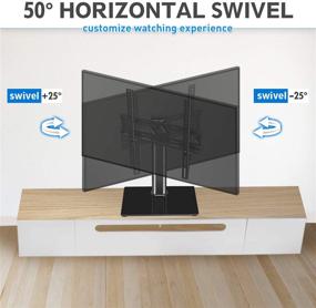 img 2 attached to 📺 Universal Swivel TV Stand, Height Adjustable TV Table Stand for 27-55 inch TVs with Tempered Glass Base, Holds Up to 88lbs, Max VESA 400x400mm (Model: MU0036)