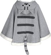 🐾 coriresha gray cute catpaw print soft fleece outwear chi's sweet home cat cape with cat ears" - optimized product name: "coriresha gray catpaw print soft fleece outwear: chi's sweet home cat cape with cat ears logo