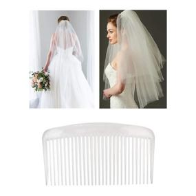 img 3 attached to 20-Pack Clear White Large Hair Side Comb with Long Teeth Pins 💍 for Women - Bridal Wedding Veil Decorative Headpiece, French Twist Updo Bun Accessory