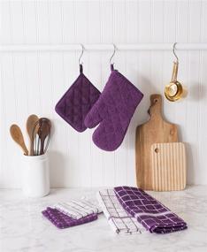 img 1 attached to 🍆 DII Cotton Terry Kitchen Bar Towels, 16 x 26", Set of 4, Eggplant Check Pattern, Machine Washable and Highly Absorbent Dish Towels