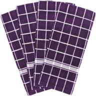 🍆 dii cotton terry kitchen bar towels, 16 x 26", set of 4, eggplant check pattern, machine washable and highly absorbent dish towels логотип