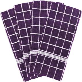 img 4 attached to 🍆 DII Cotton Terry Kitchen Bar Towels, 16 x 26", Set of 4, Eggplant Check Pattern, Machine Washable and Highly Absorbent Dish Towels
